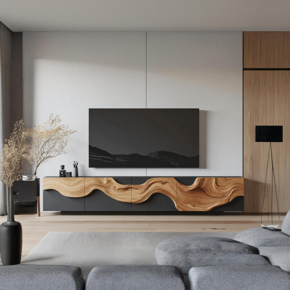 Farmhouse Media Console Cabinet For Living Room