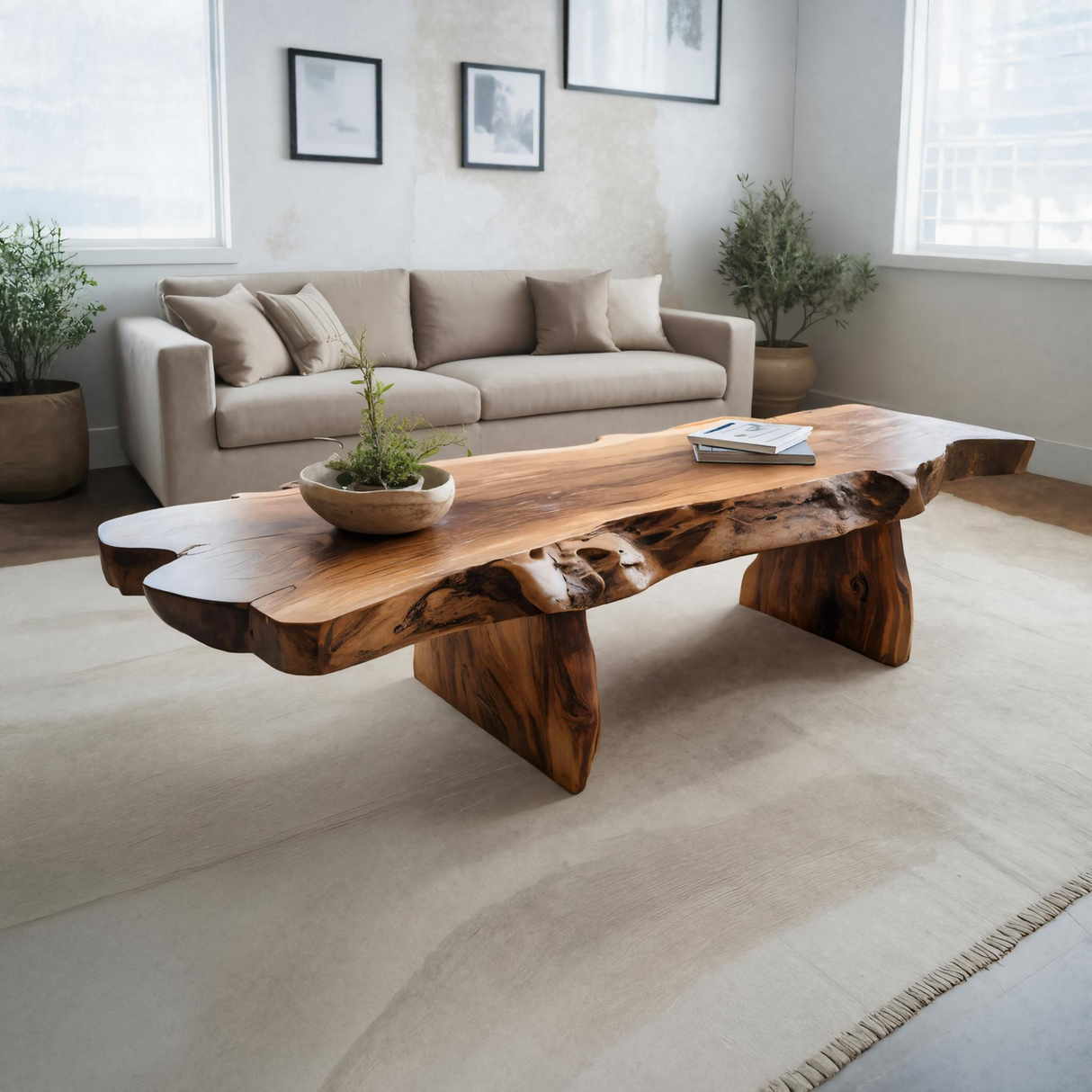 Live Edge Coffee Table With Organic Slab For Living Room And Interior