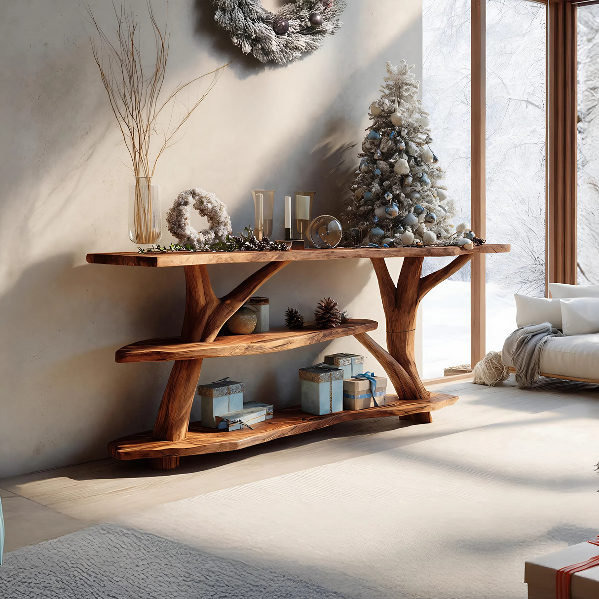 Handcrafted Live Edge Entryway Table For Bedroom Decor Christmas Accent