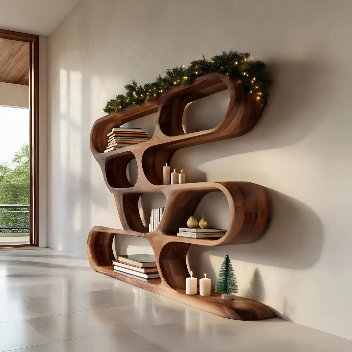 Modern Curved Shelf For Holiday Decoration