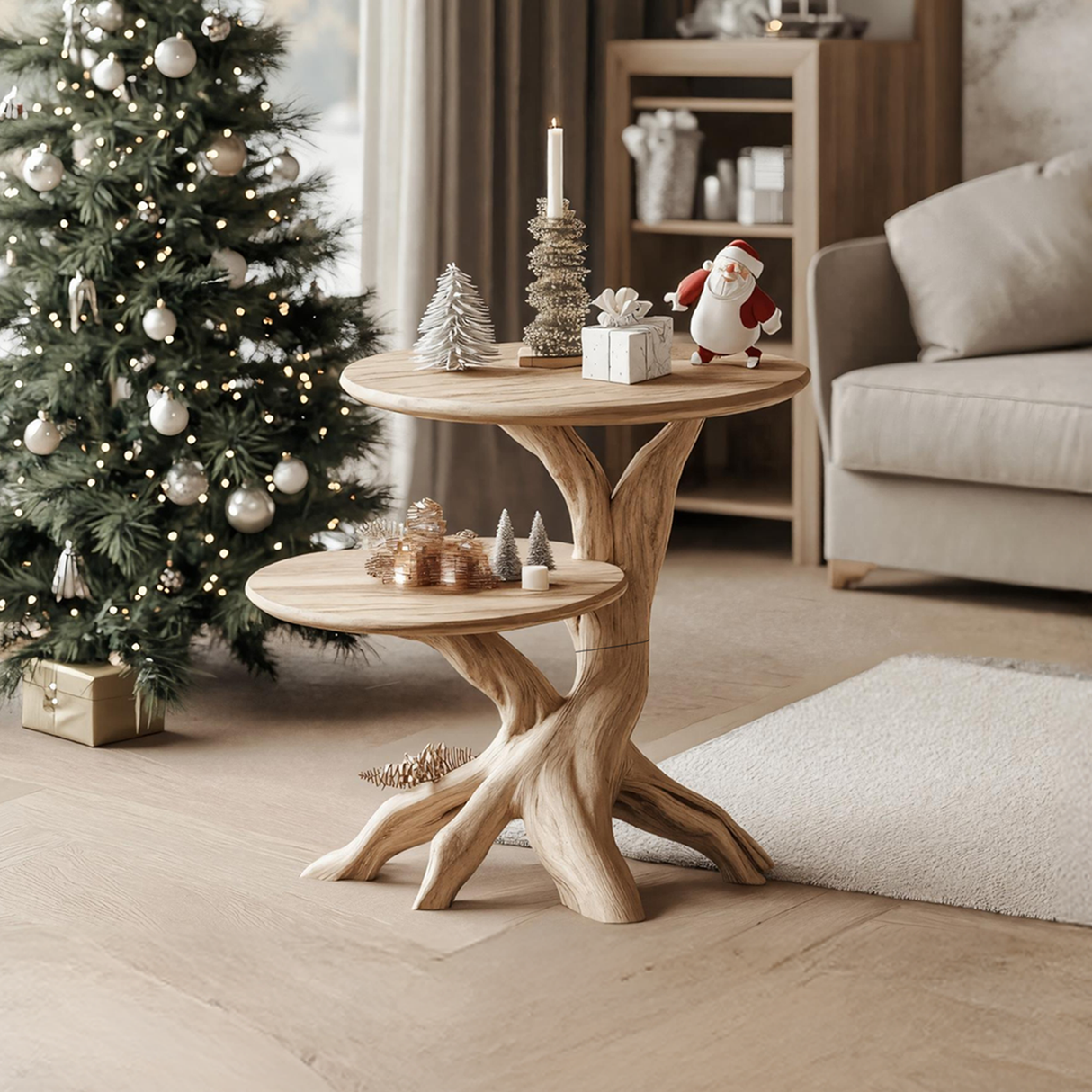 Mid Century Solid Wood End Table For Living Room Holiday Furniture