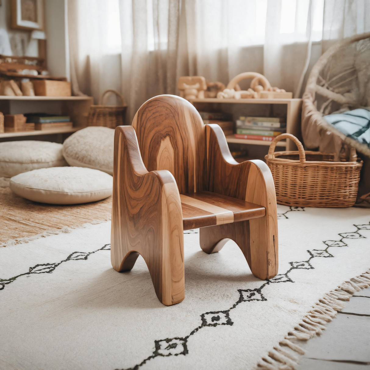 Montessori Wooden Toddler Chair For Playroom Or Minimalist Nursery