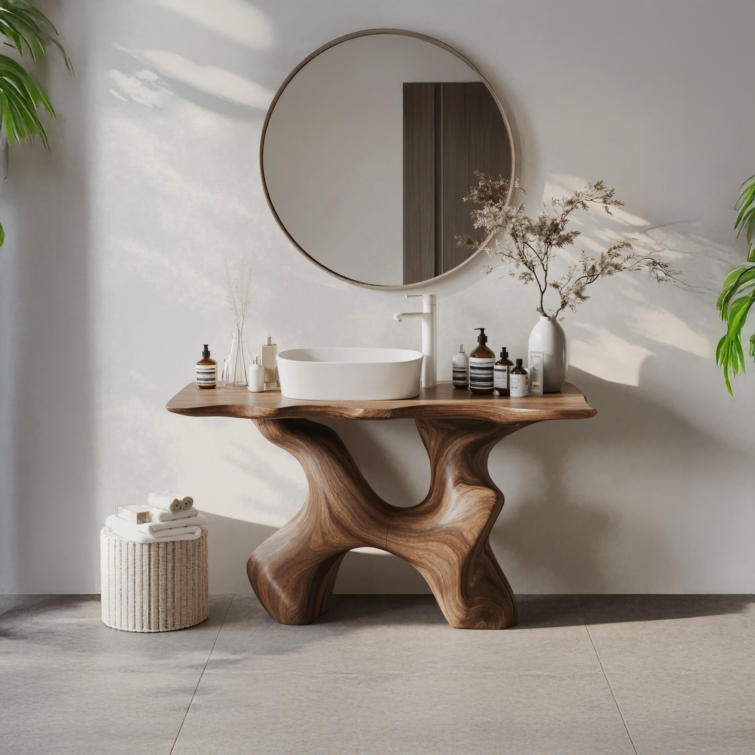 Rustic Solid Wood Vanity For Handmade Bathroom Look