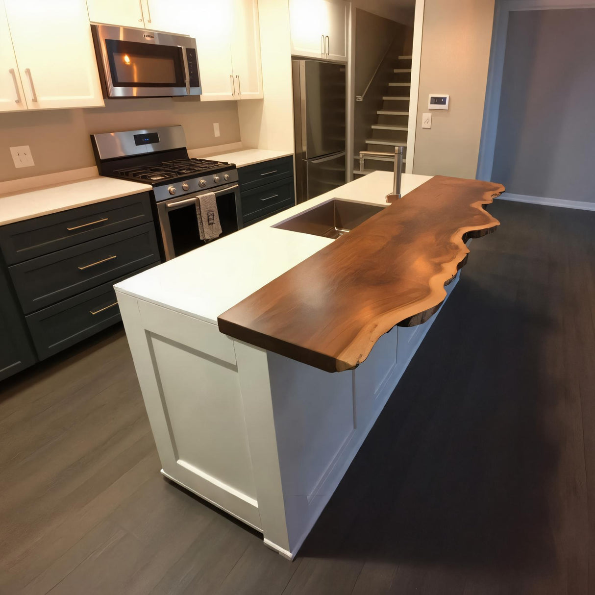 Live Edge Kitchen Island Countertop For Custom Kitchen Remodel Or Renovation