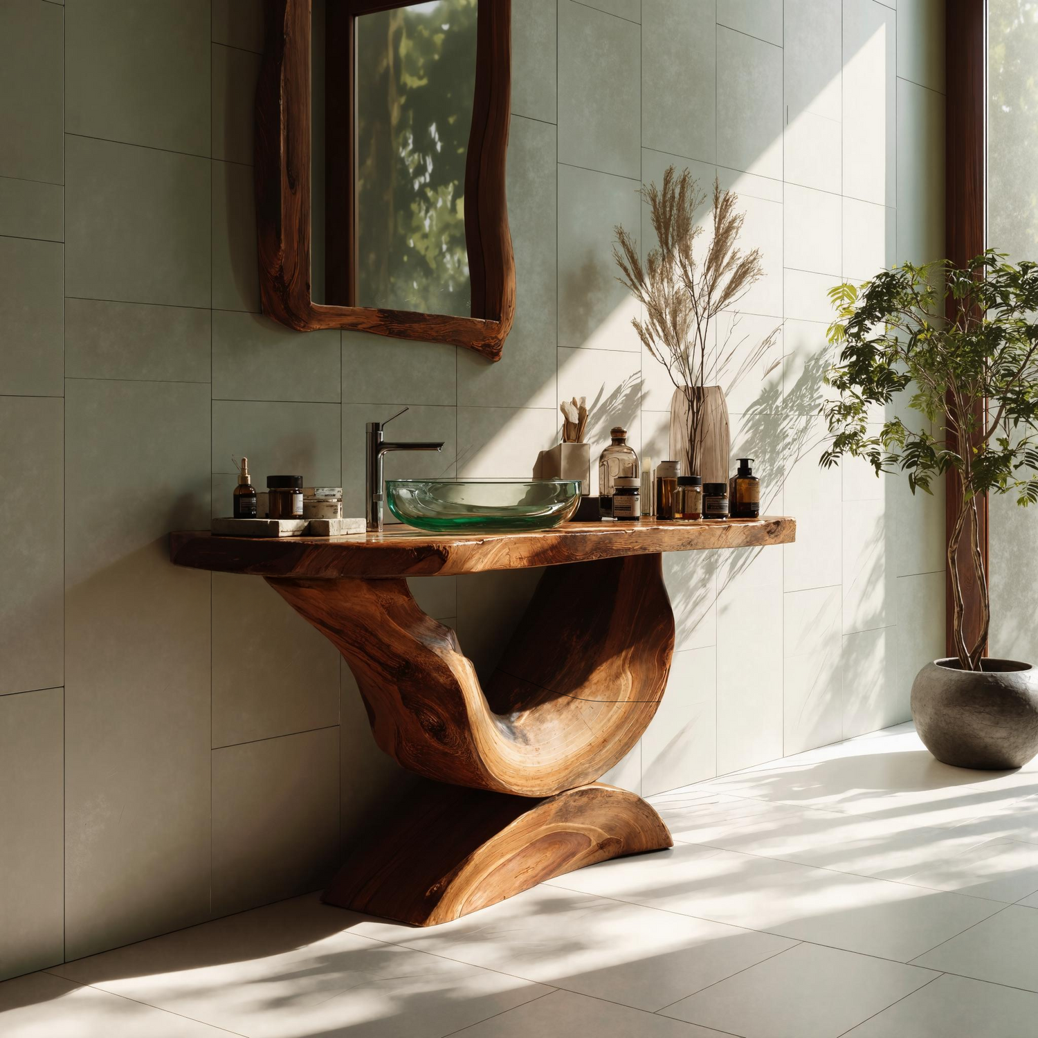 Mid Century Solid Wood Vanity For Bathroom Furniture