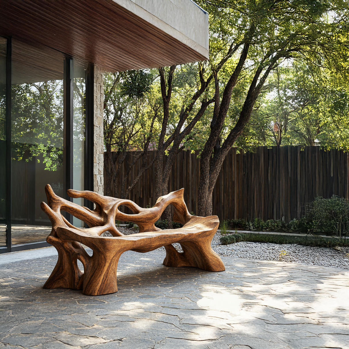 Farmhouse Wooden Bench For Weather Resistant Patio Decor