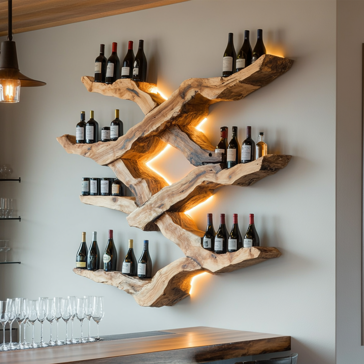Farmhouse Wine Rack For Kitchen Wine Bottle Shelf