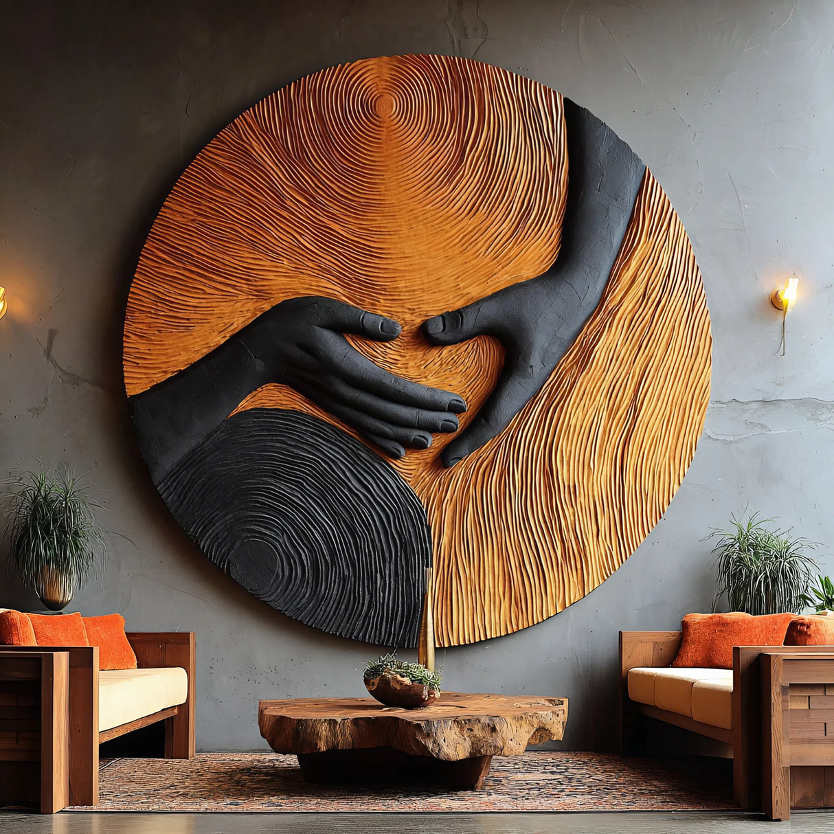 Mid Century Wooden Wall Art Sculpture For Home Furniture Decor