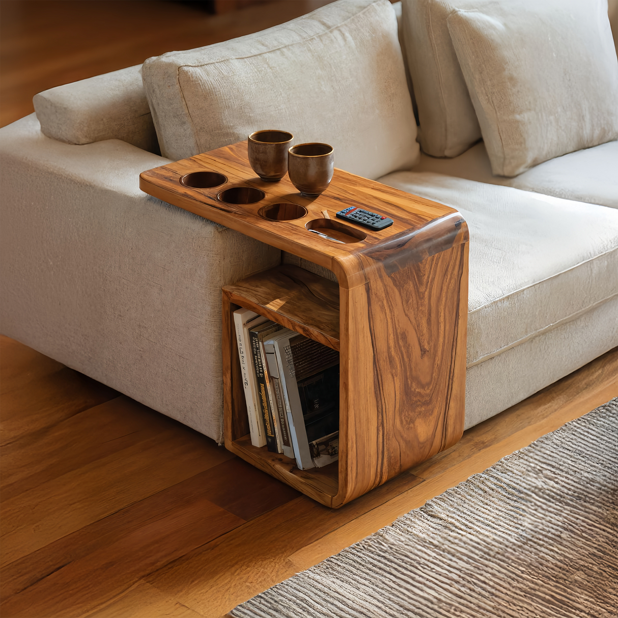 Mid Century Wooden Armrest For Living Room Design