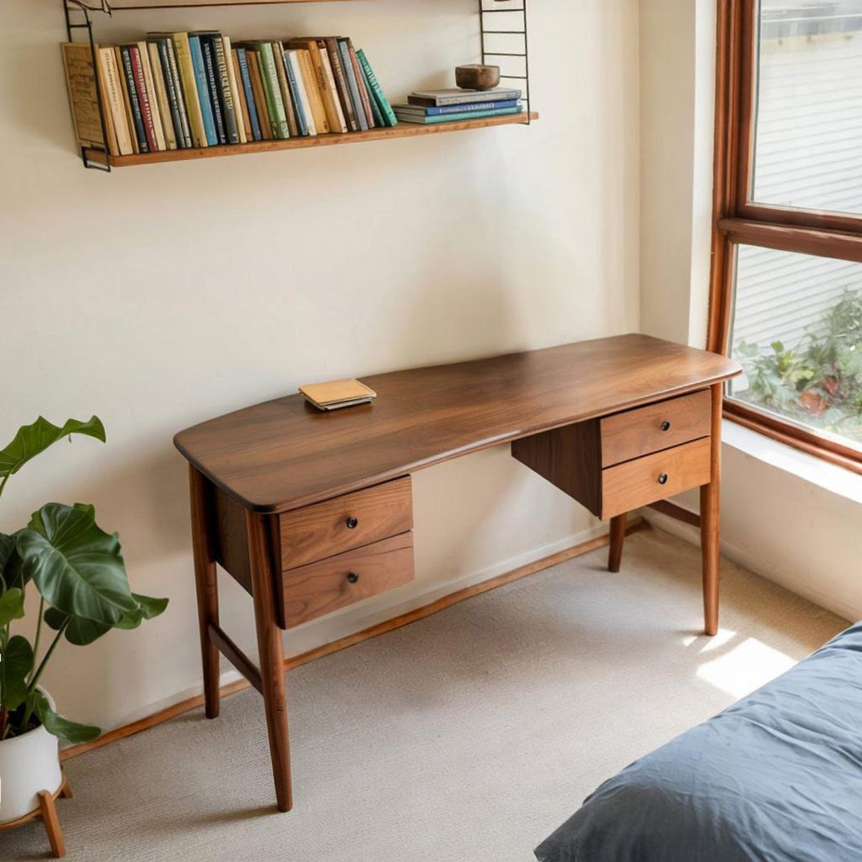 Mid Century Writing Desk For Bedroom Workspace Or Study Nook