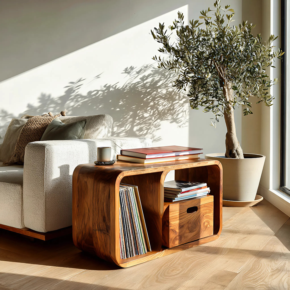 Modern Minimal Wooden Side Table For Living Room