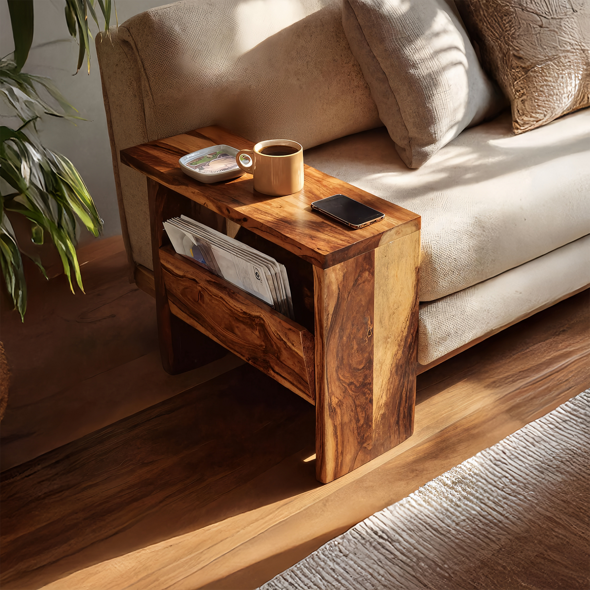 Mid Century Solid Wood Side Table For Home Furniture