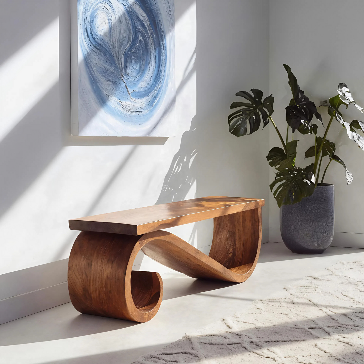 Organic Sculptural Bench For Entryway Or Living Room
