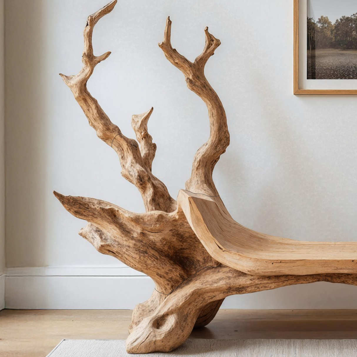 Mid Century Wooden Bench For Modern Living Room Decor