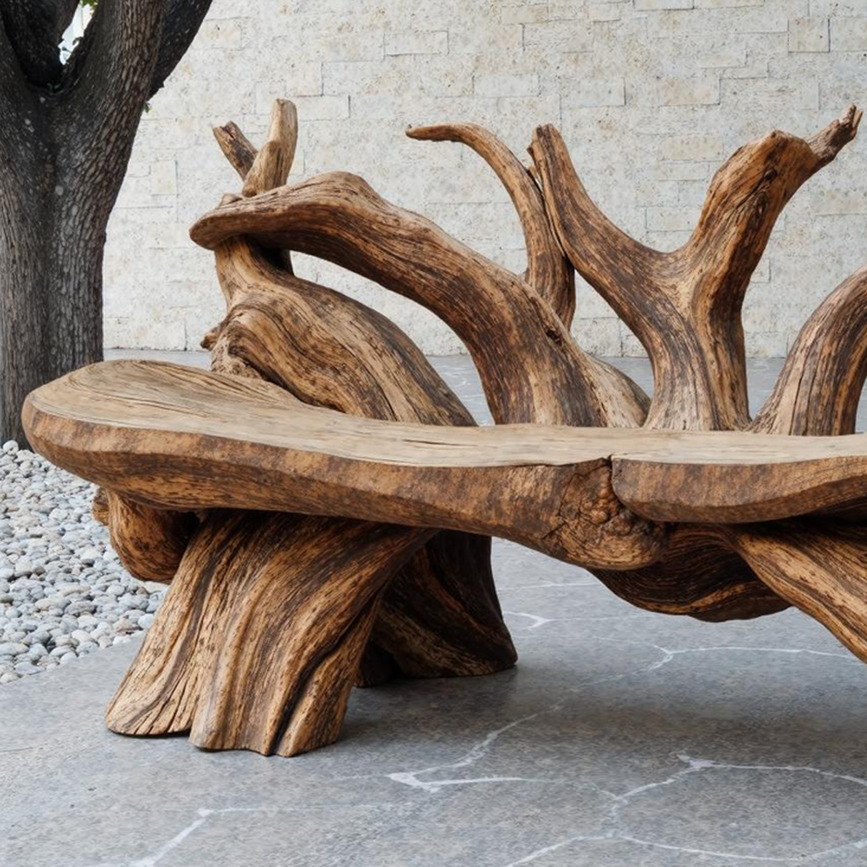 Mid Century Wooden Bench Outdoor Decor For Sleek Exteriors