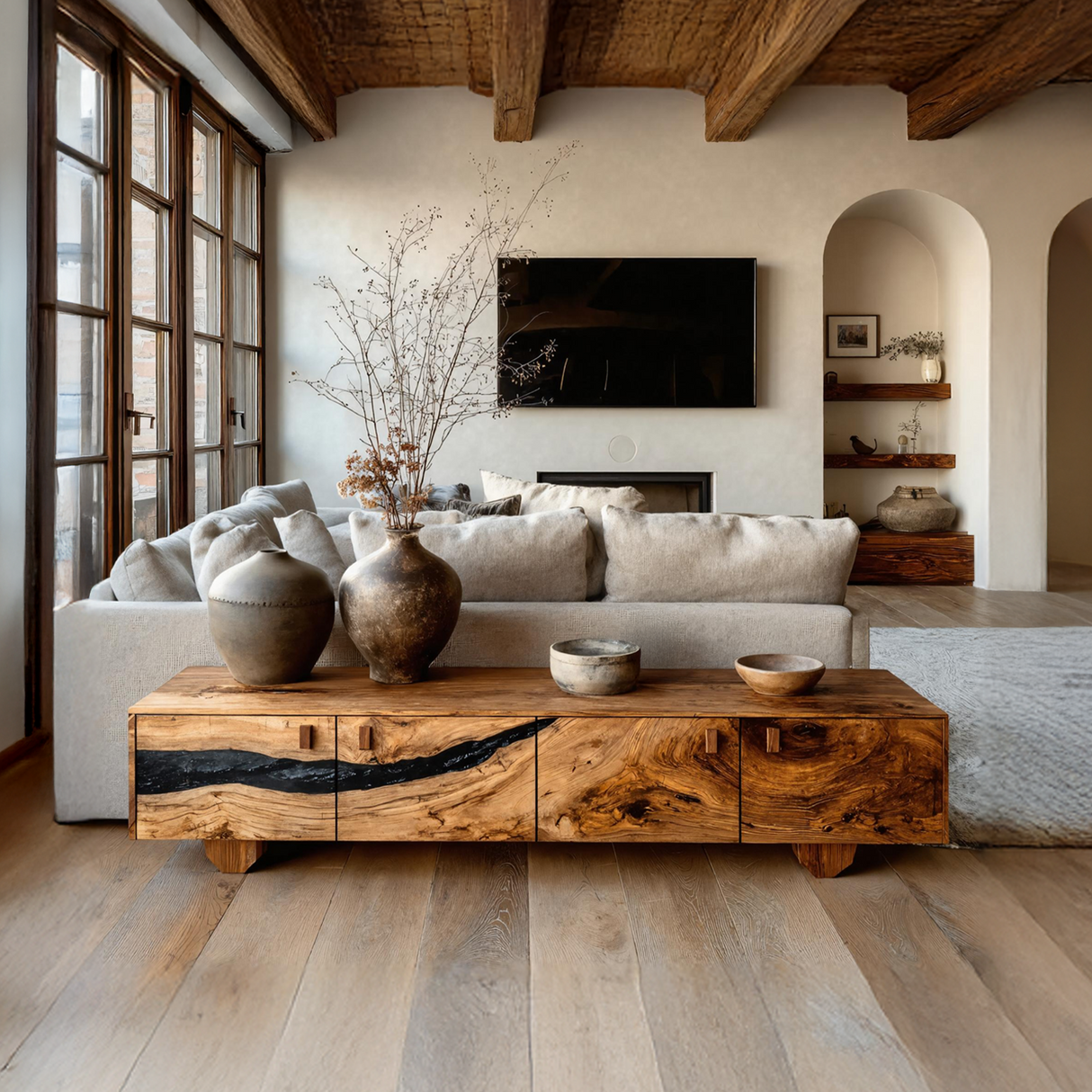 Farmhouse Live Edge TV Cabinet For Rustic Bedroom Decor