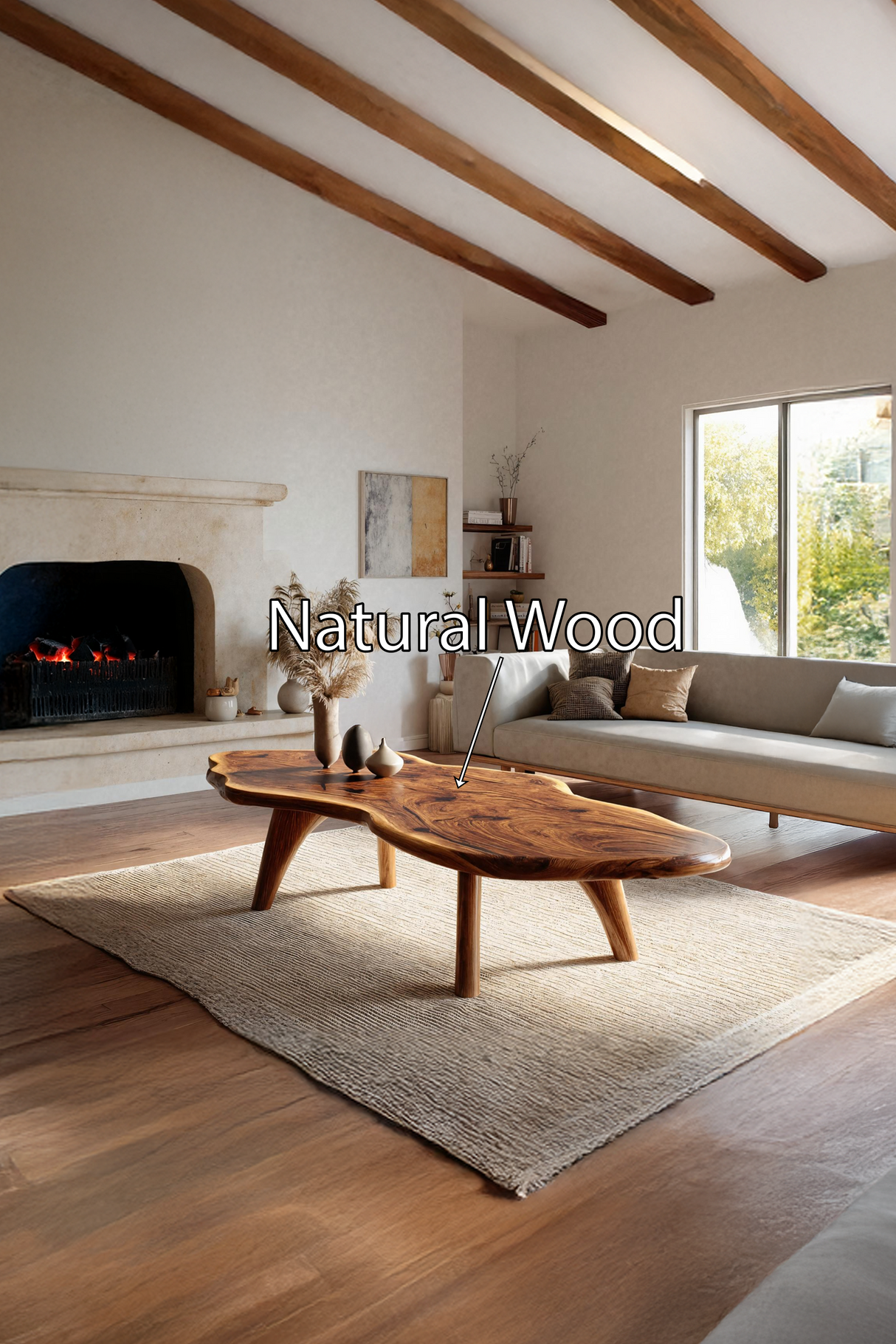 Mid Century Modern Live Edge Coffee Table For Living Room Look