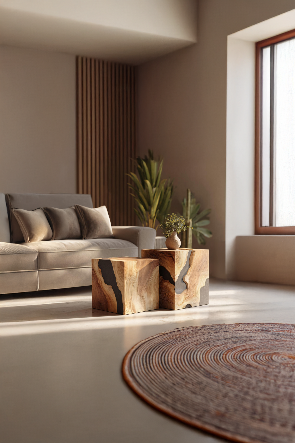 Handcrafted Solid Wood Square Table For Entryway Design