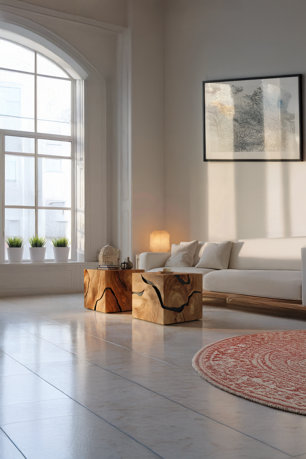 Handcrafted Wooden Cube Coffee Table For Rustic Decor