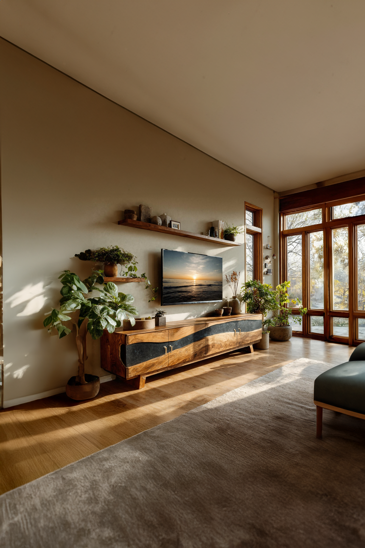 Farmhouse Wooden Live Edge TV Stand For Bedroom Decor