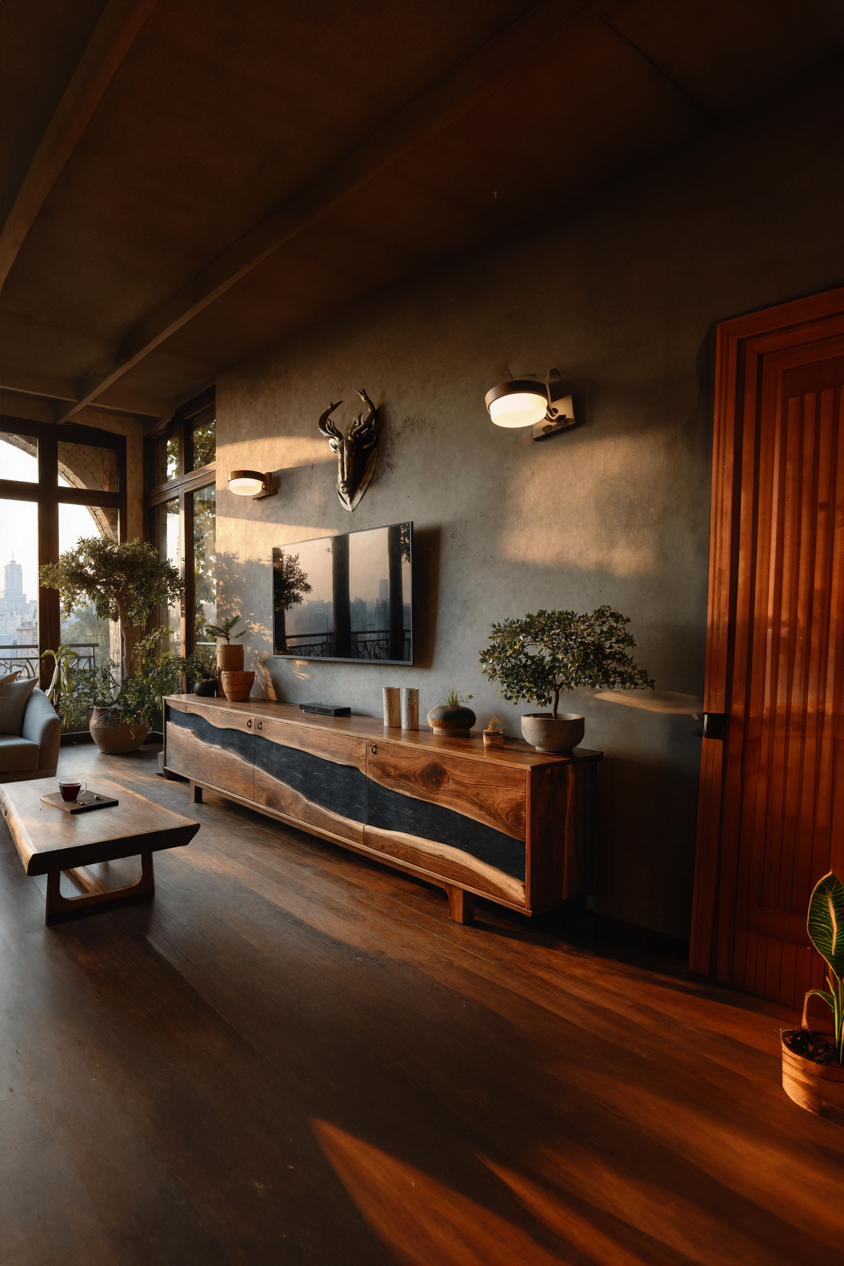 Modern Solid Wood TV Unit For Living Room Decor