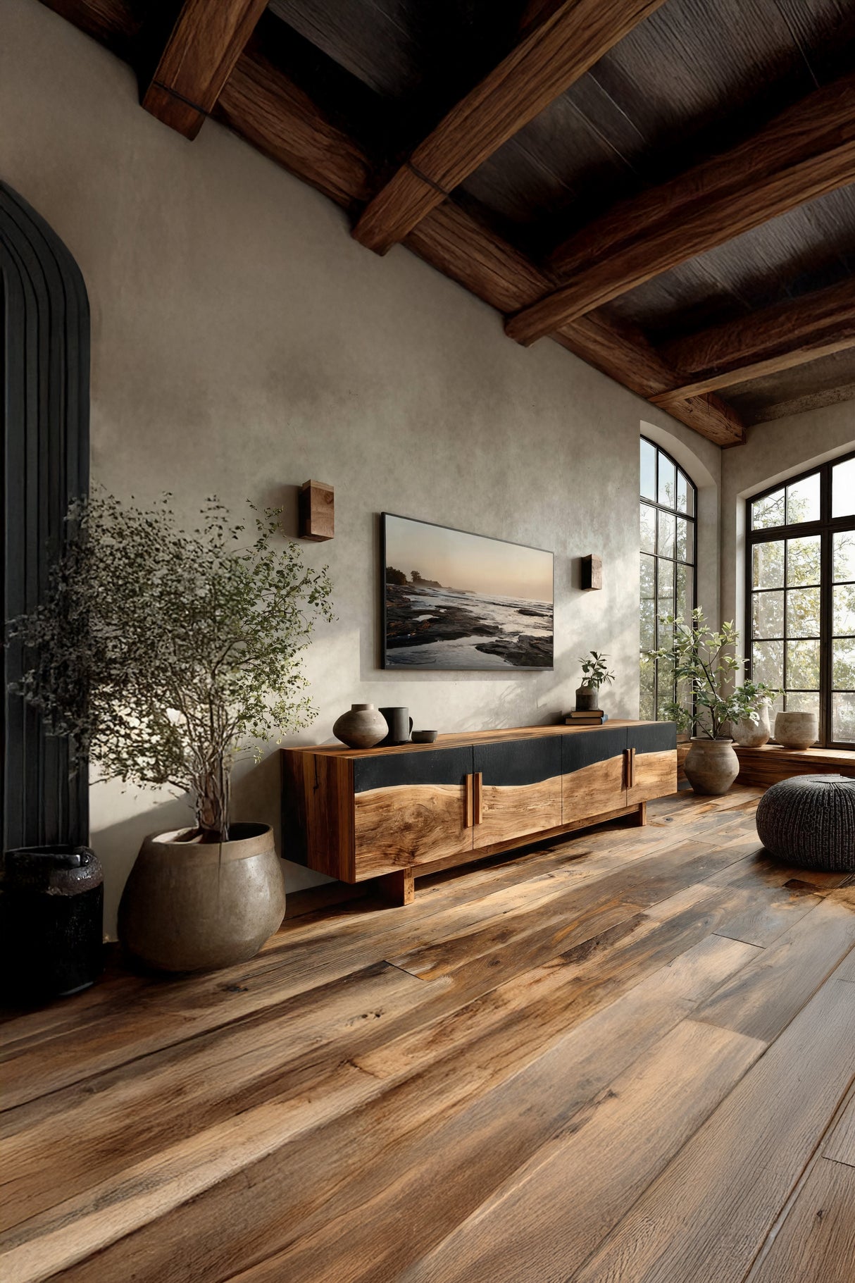 Mid Century Natural Wood Entertainment Unit For Decor