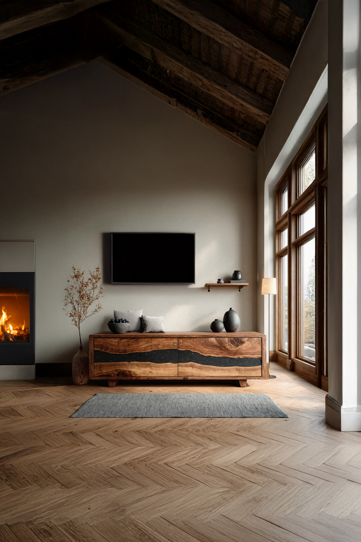 Handcrafted Live Edge TV Cabinet For Furniture Decor