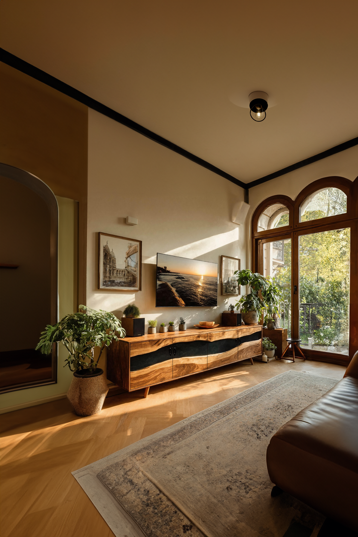 Farmhouse Live Edge Wood TV Cabinet For Interior