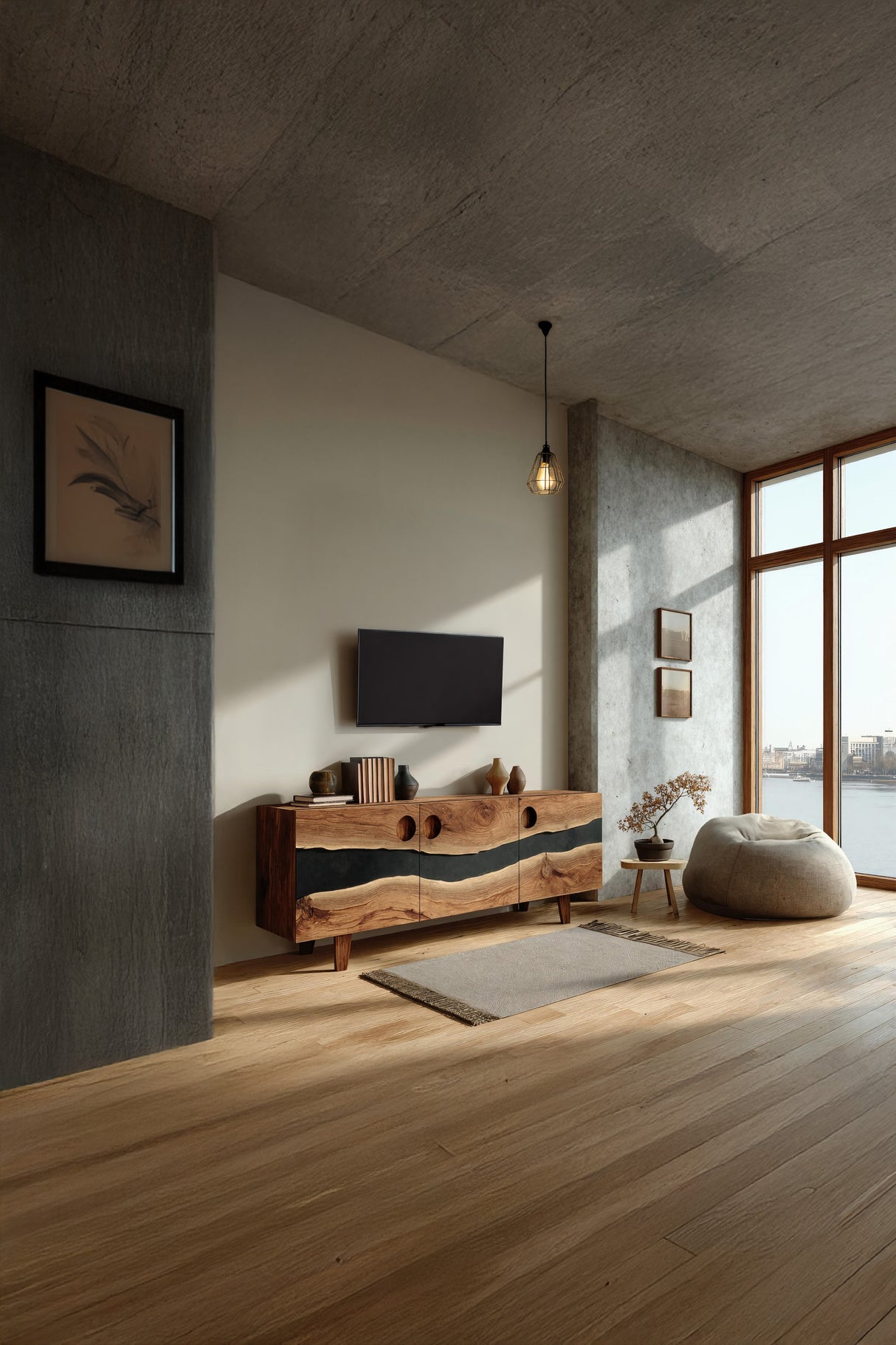 Farmhouse Solid Wood Media Stand For Home Decor