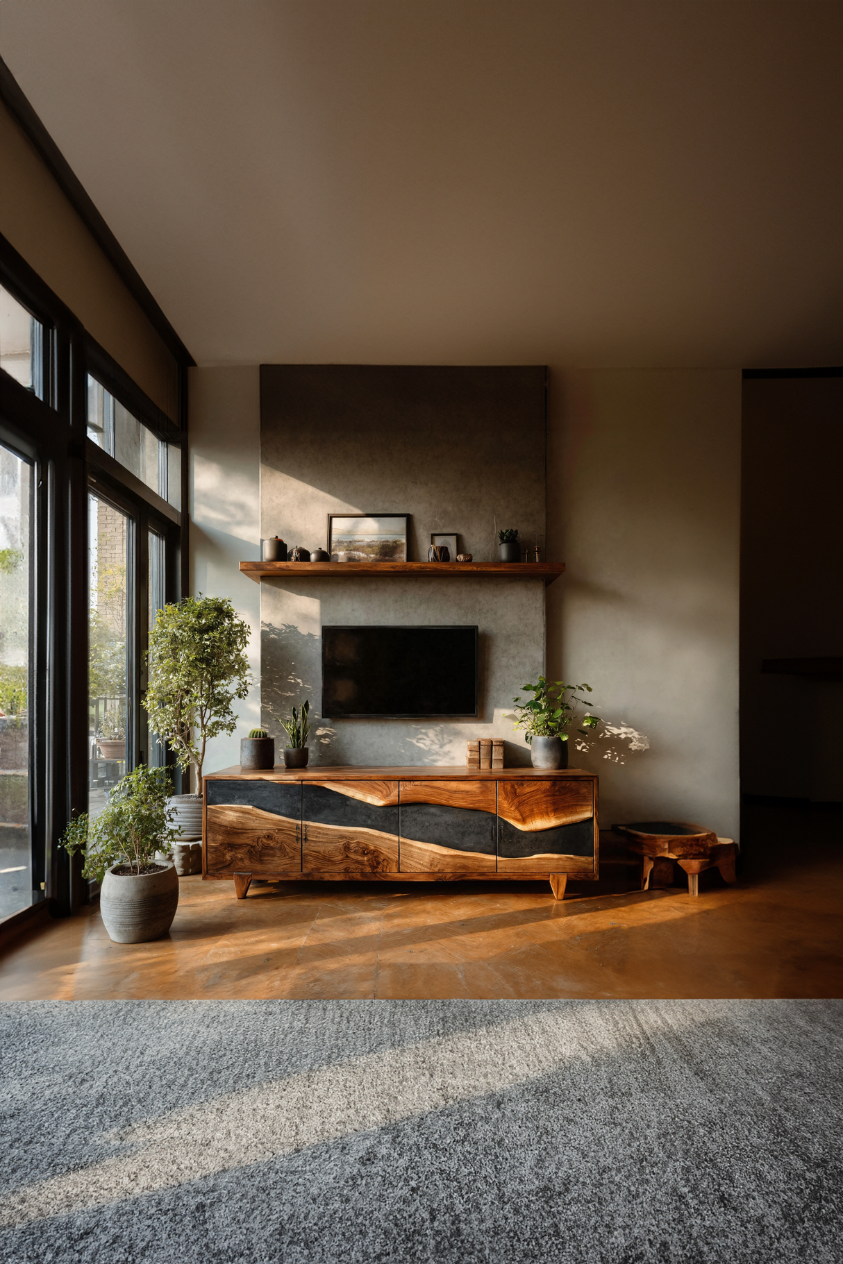 Farmhouse Solid Wood Media Console For Home Decor