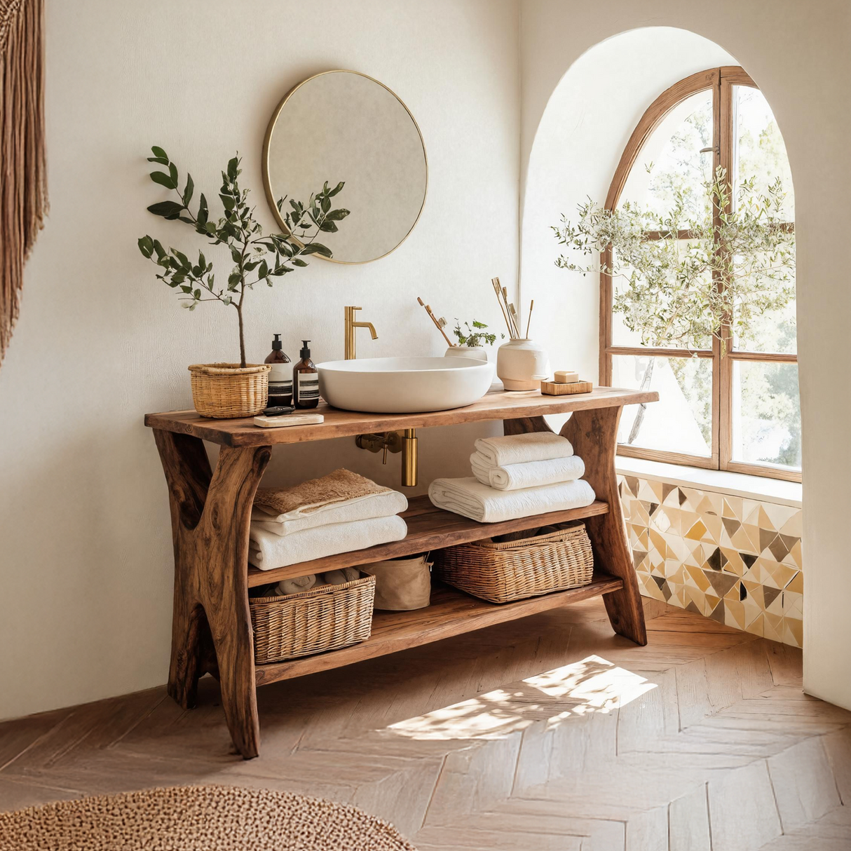 Handcrafted Live Edge Vanity For Bathroom Functionality