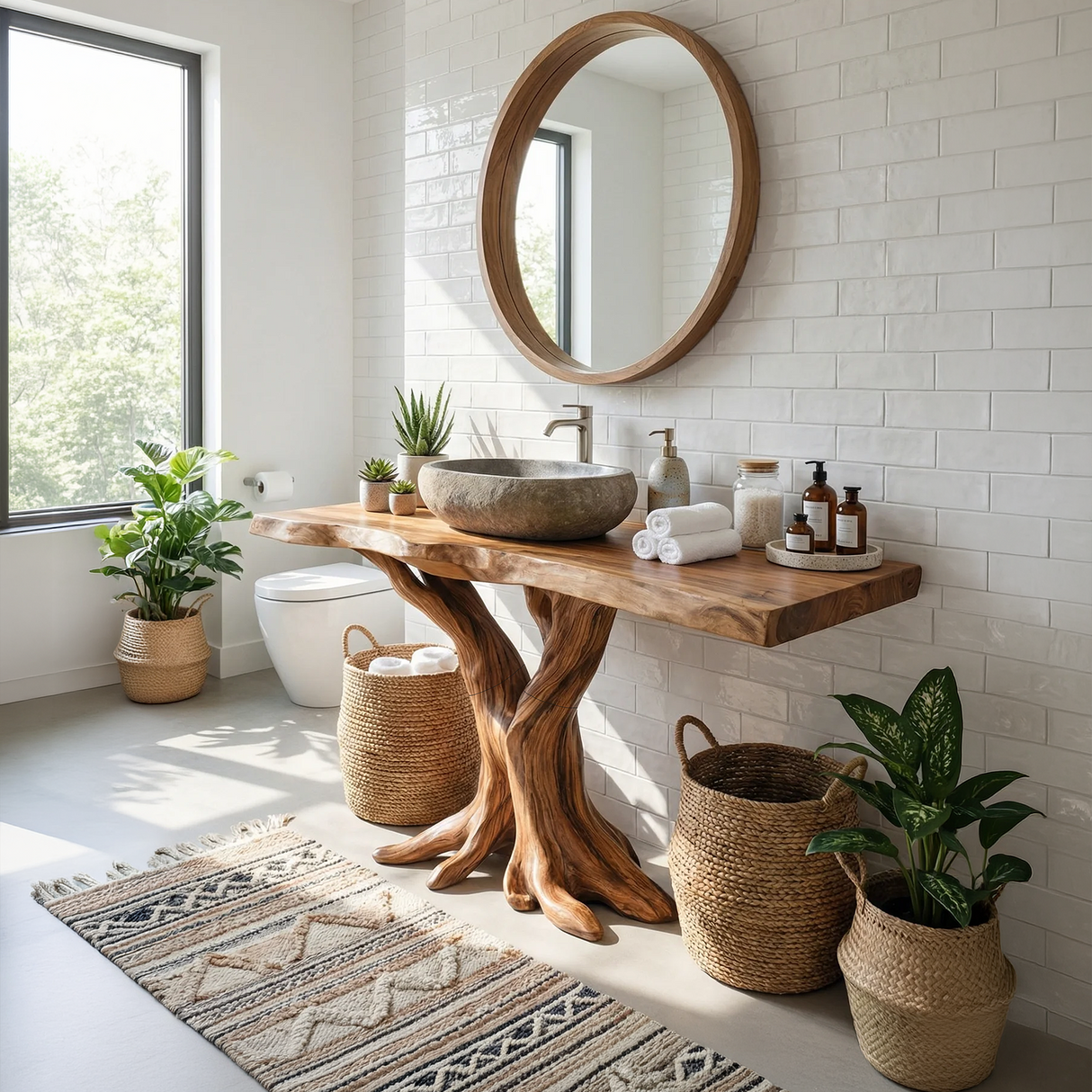 Modern Live Edge Bathroom Vanity Handmade Wood For Bathroom Decor