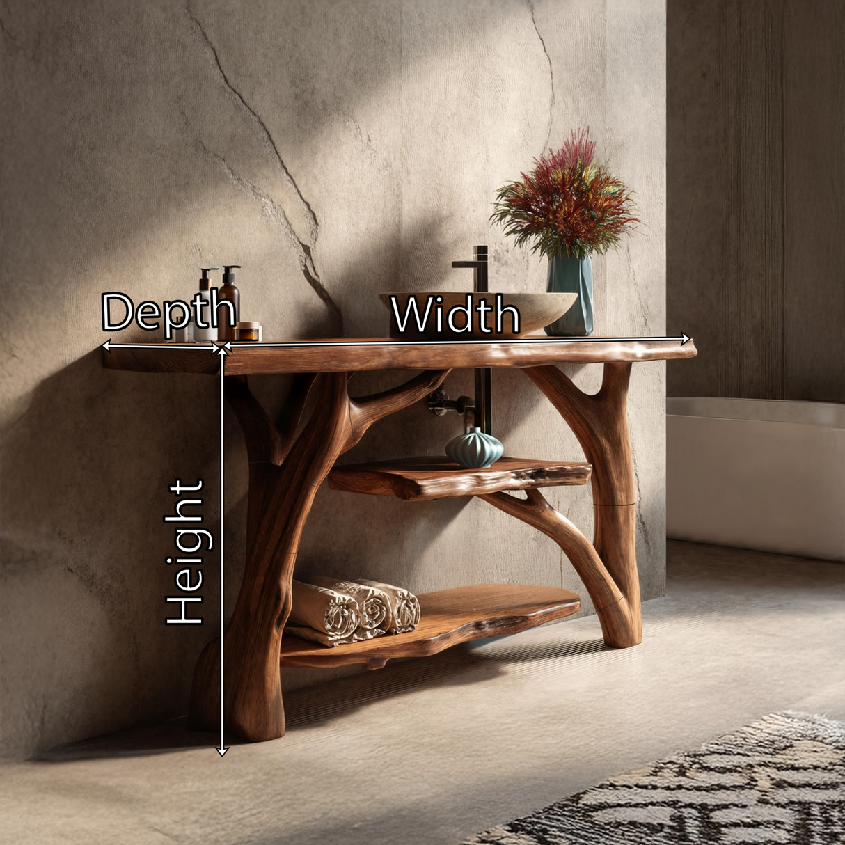 Modern Solid Wood Bathroom Vanity With Open Shelf For Spa Bathroom