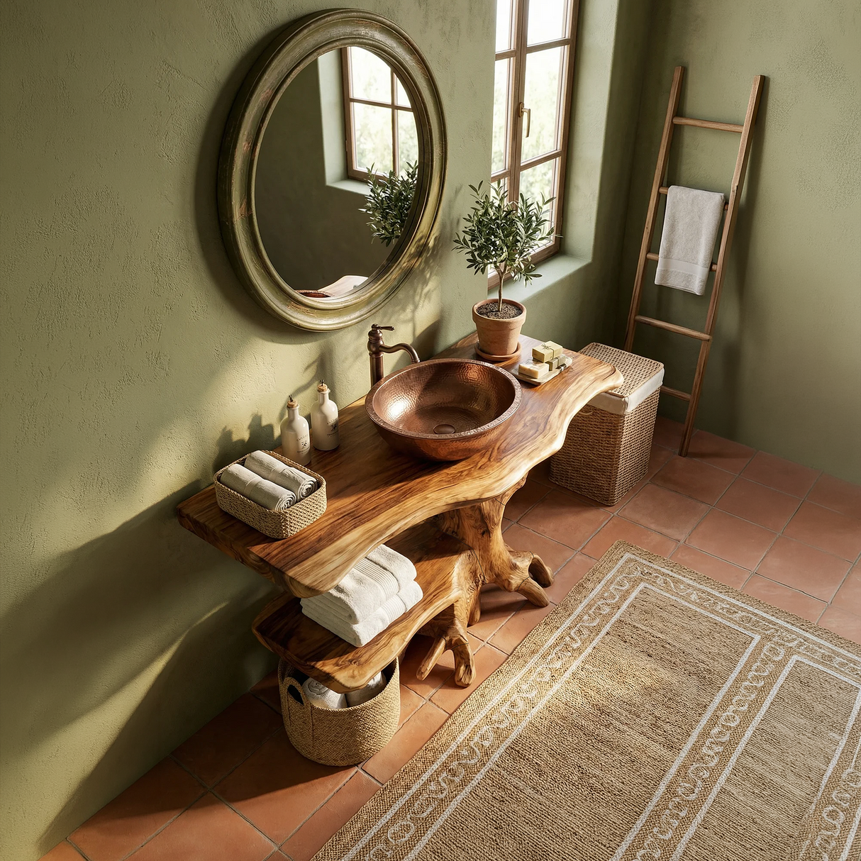 Farmhouse Live Edge Bathroom Vanity Rustic Solid Wood For Bathroom
