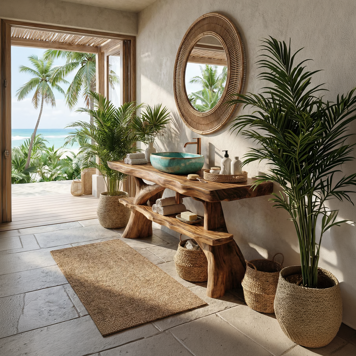 Farmhouse Solid Wood Bathroom Vanity Live Edge For Rustic Bathroom Decor