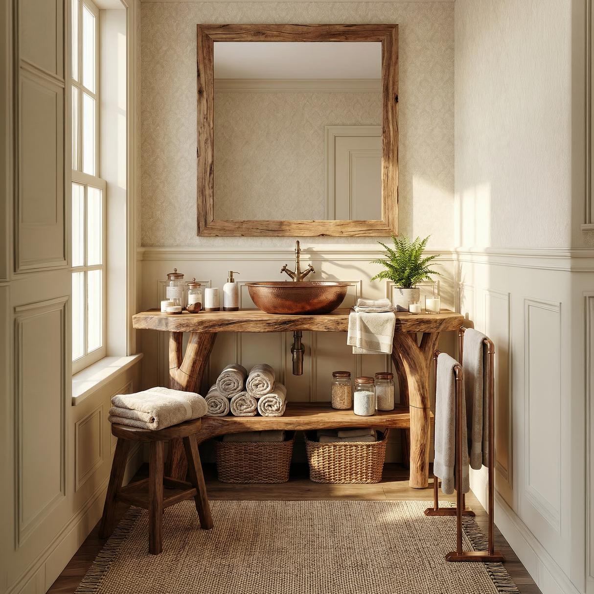 Farmhouse Live Edge Bathroom Vanity Natural Wood For Bathroom Decor