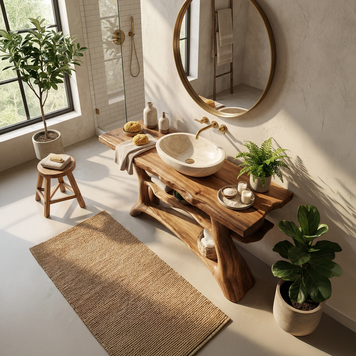 Farmhouse Live Edge Bathroom Vanity Solid Wood For Rustic Bathroom