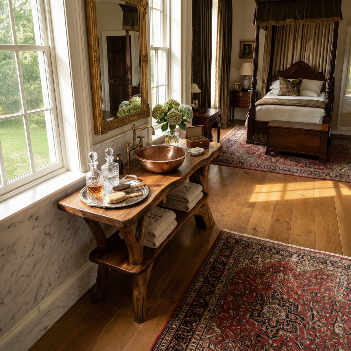 Modern Bathroom Vanity Solid Wood Live Edge For Minimal Bathroom