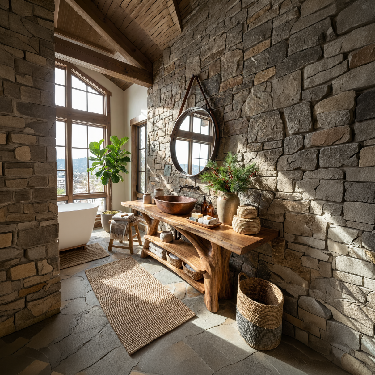 Modern Live Edge Bathroom Vanity Sculptural Wood For Minimalist Bath