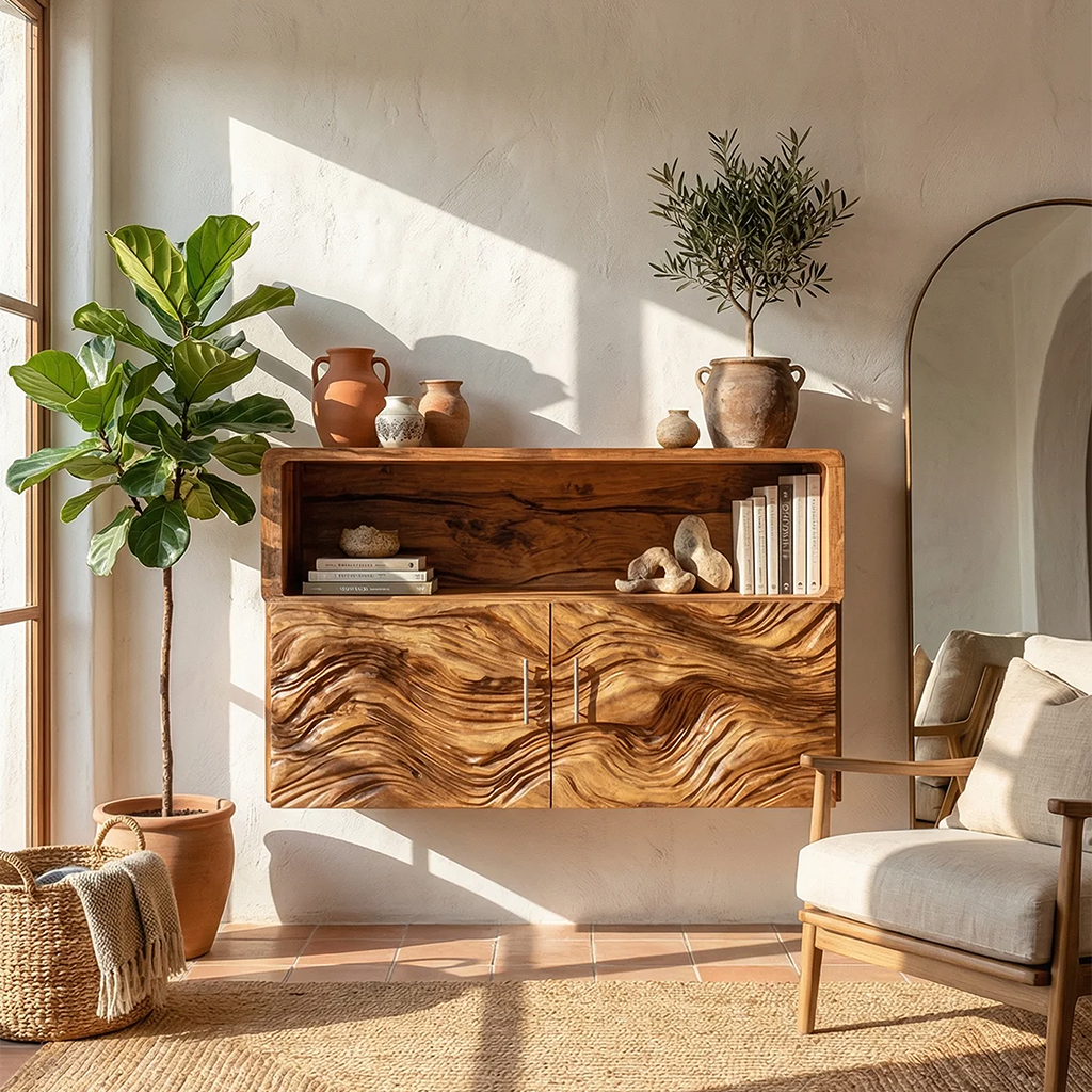 Rustic Live Edge Floating Shelf For Living Room Wall Decor Display