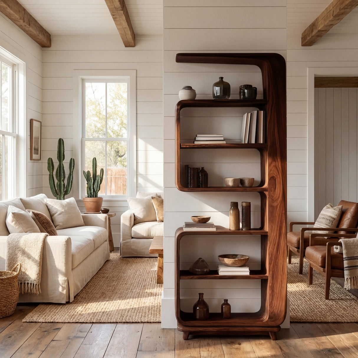 Minimalist Wooden Standing Shelf For Living Room