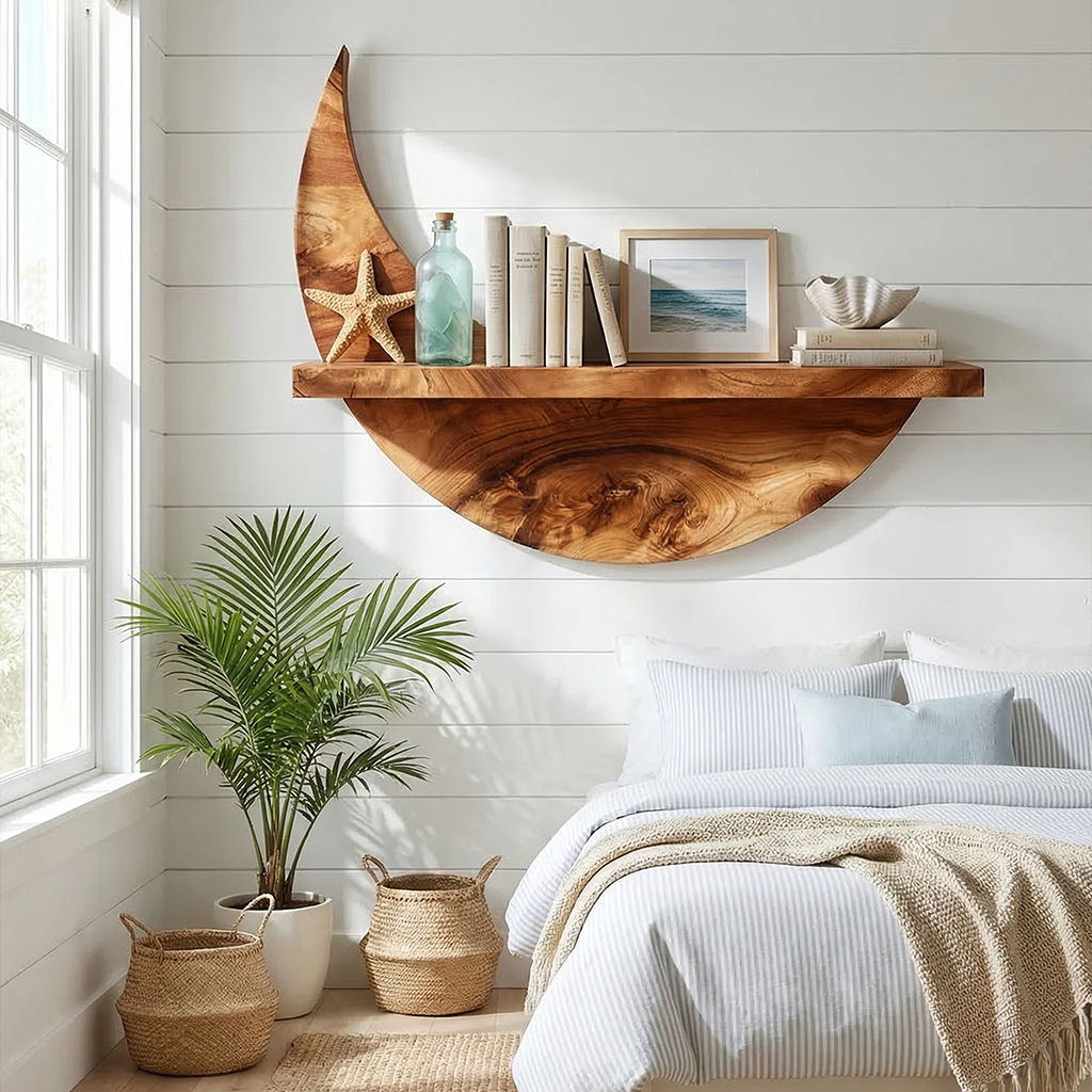 Handcrafted Rustic Wooden Wall Mount Shelf For Entryway Storage