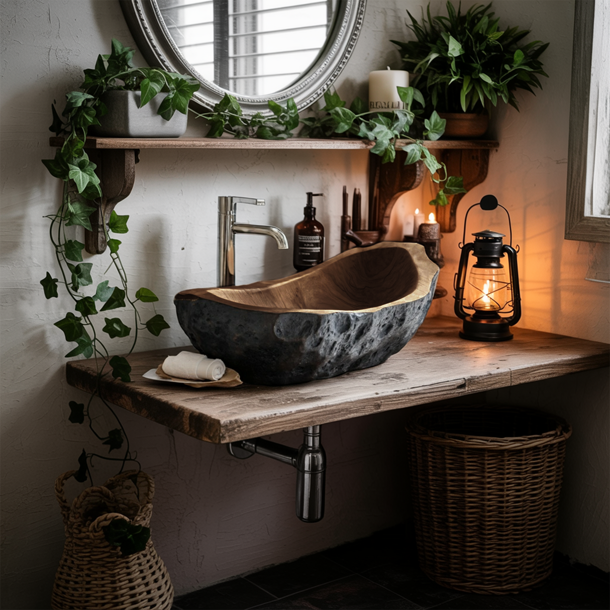 Rustic Solid Wood Sink For Elegant Bathroom