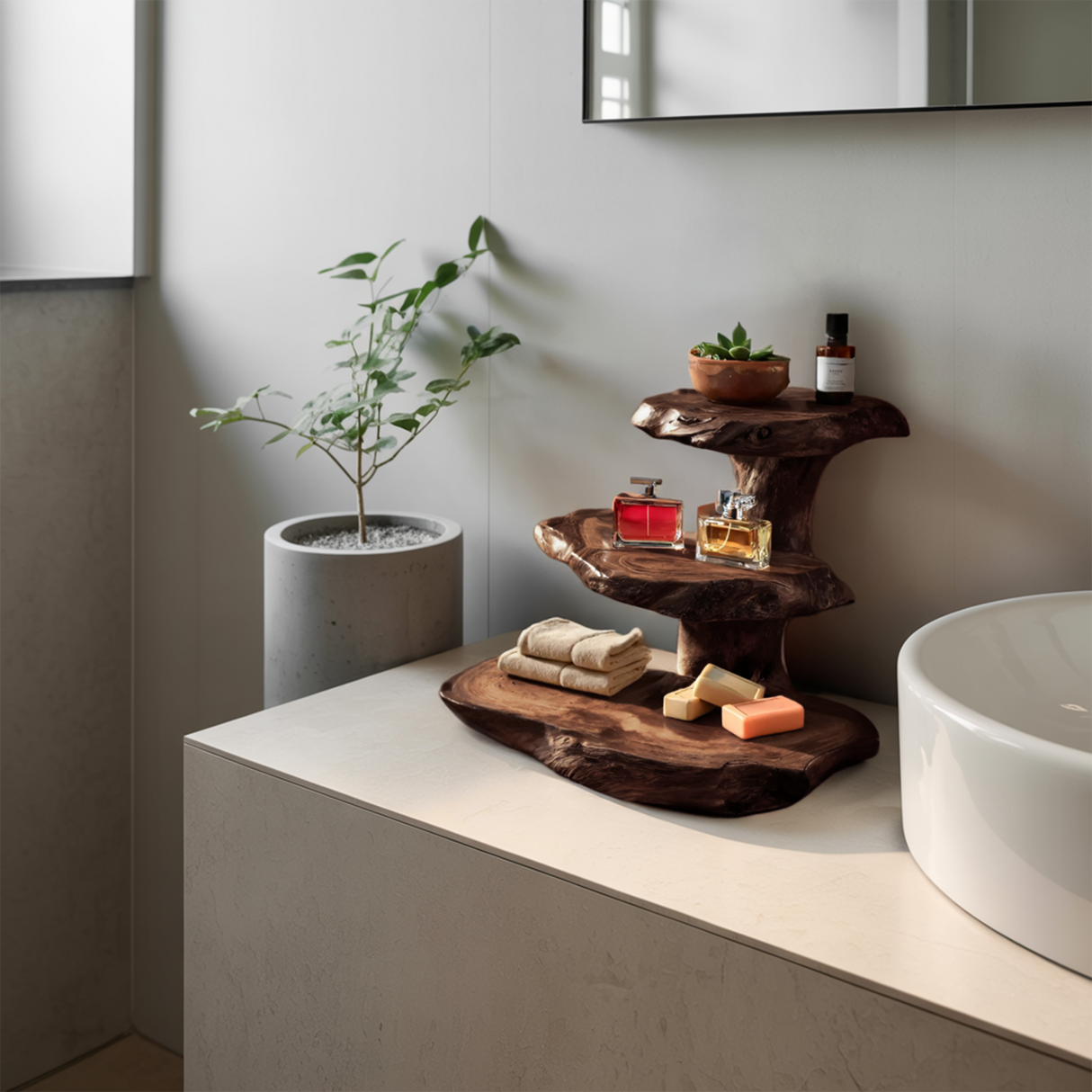 Rustic Bathroom Shelf Nature Inspired For Bathroom