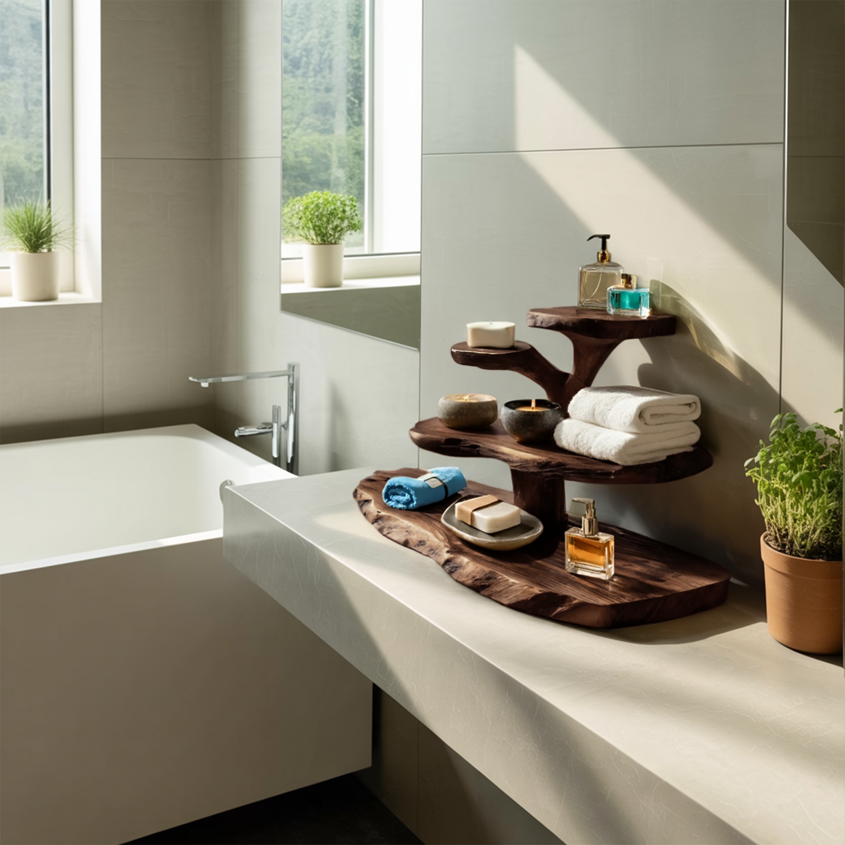 Luxury Curved Bathroom Shelf Tiered Stand For Bathroom Decor