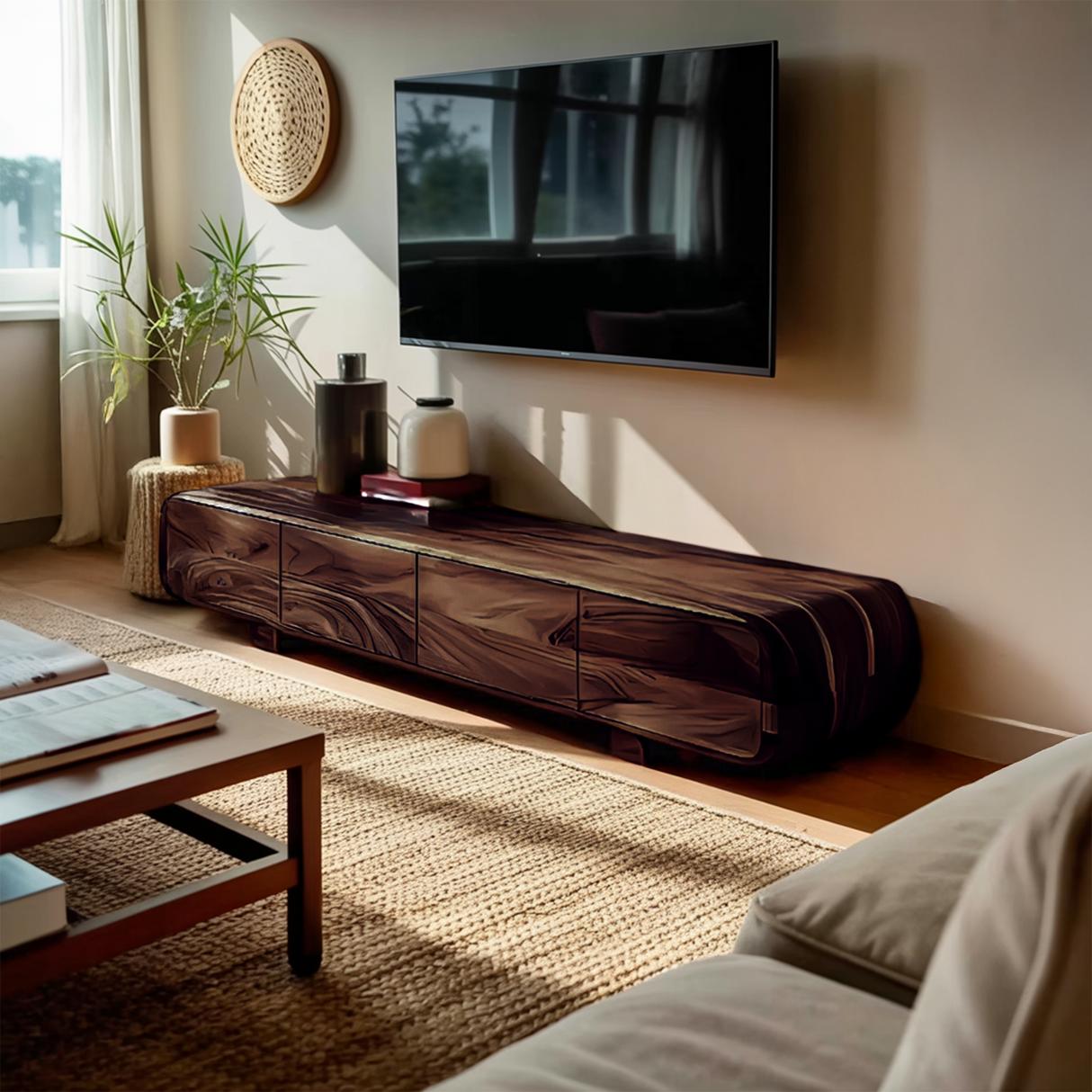 Rustic TV Cabinet With Natural Finishes For Living Room