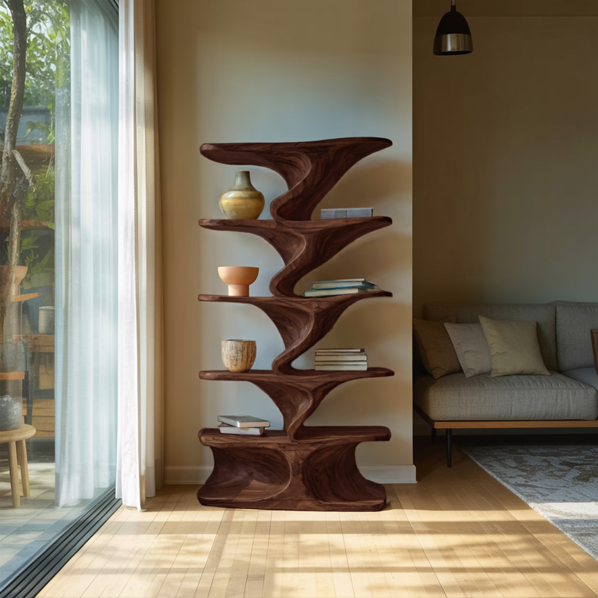 Sculptural Standing Shelf For Living Room Or Home Studio