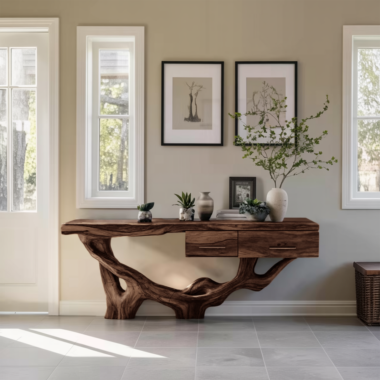 Rustic Wooden Console Table For Furniture Decor Vintage Farmhouse
