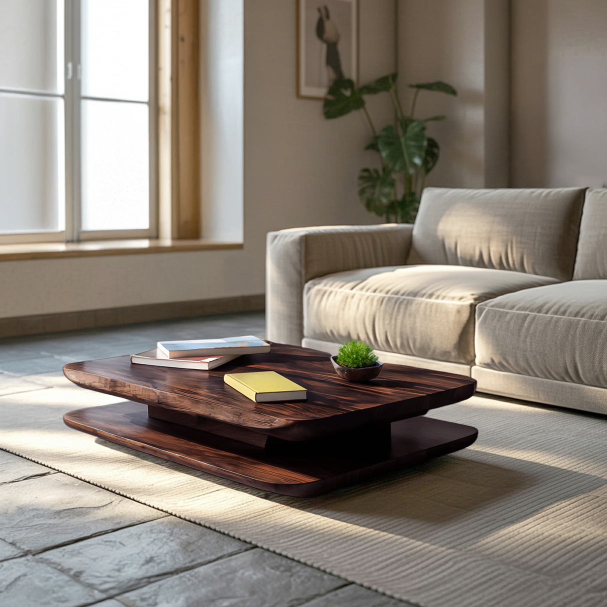 Minimalist Coffee Table Two Layers For Living Decor