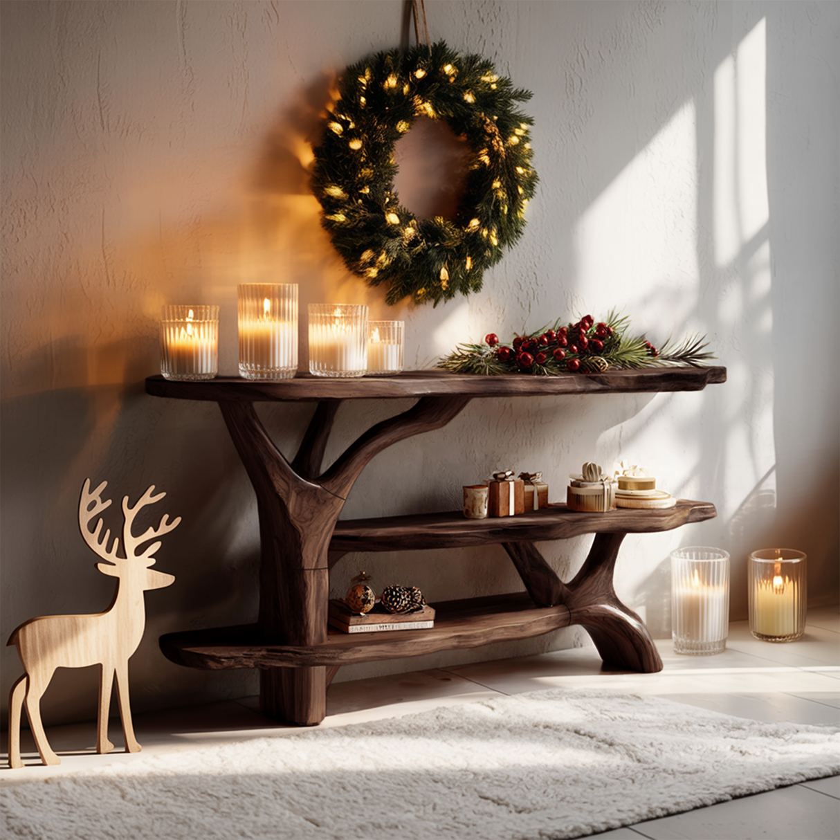 Modern Live Edge Entryway Table For Seasonal Holiday Christmas Bedroom